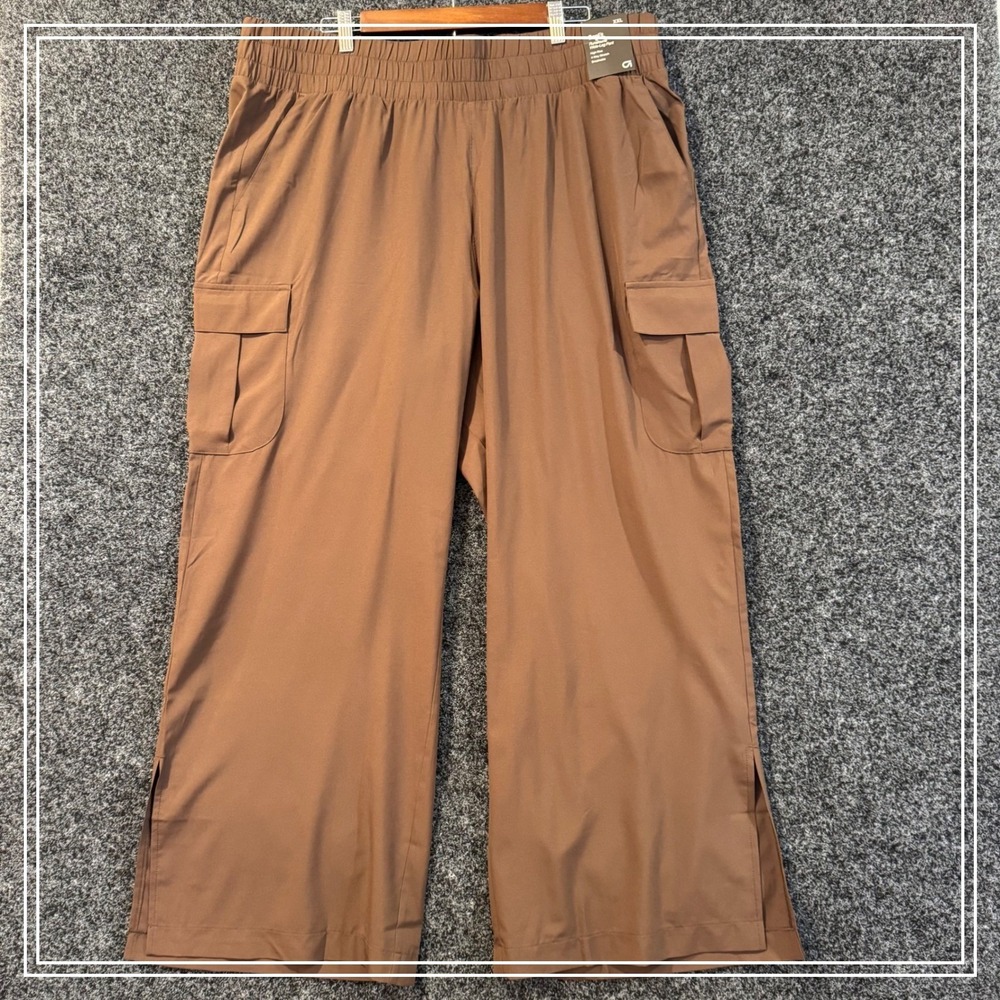 NWT GapFit Runaround Wide Leg Pant High Rise 4 Way Stretch Breathable Brown XXL